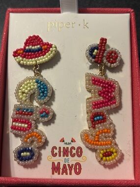Piper•k Beaded Cinco de Mayo Dangle Earrings Festive Earrings Street Party